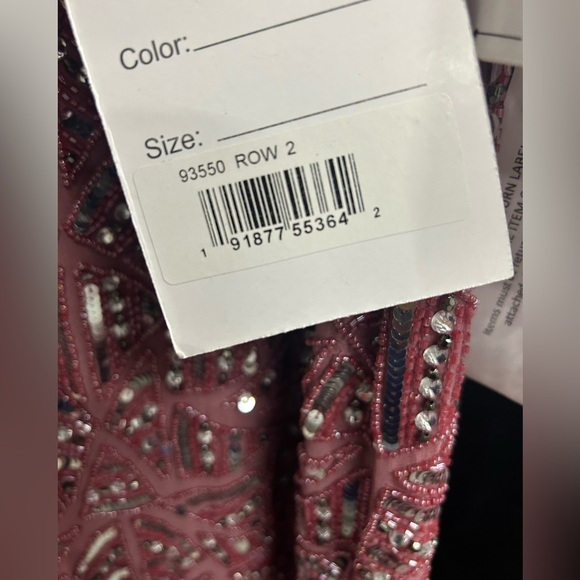 Mac Duggal 93550 NWT Pink Geometric Patterned Sequin Midi Dress - Picture 7 of 7